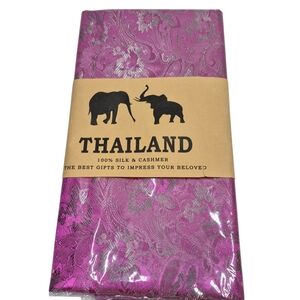 New Thailand Purple Silk Cashmere Scarf Fringe Floral Paisley